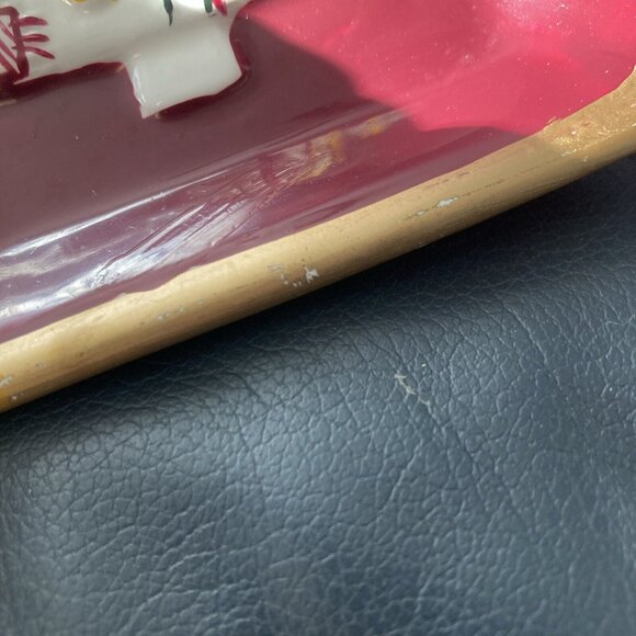 Vintage ALLURE 1997 Ceramic Christmas Tree Soap Dish Trinket Tray Gold Rim - Picture 6 of 6